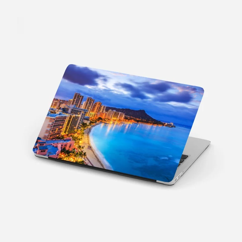 Laptop-Aufkleber Honolulu skyline bei dämmerung