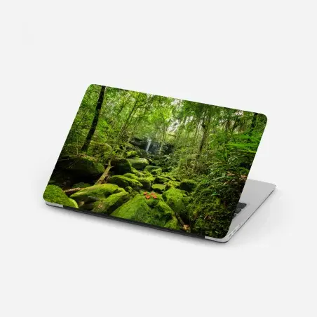 Laptop-Aufkleber üppiger moosbewachsener wasserfall im tropischen wald – Wallnifity®