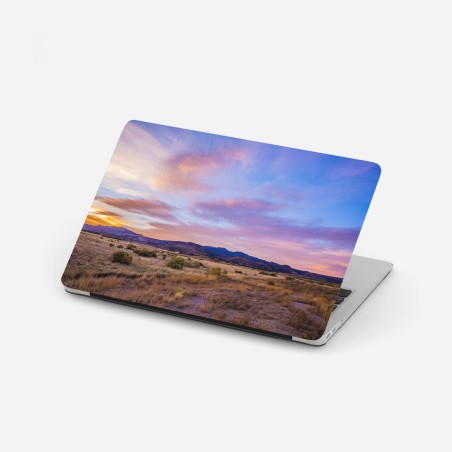 Laptop-Aufkleber pastellsonnenuntergang über wüstenbergen – Wallnifity®