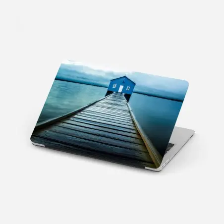 Laptop-Aufkleber blaues bootshaus am ende des stegs – Wallnifity®