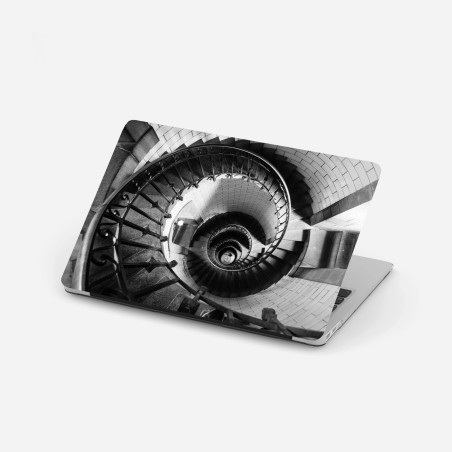 Laptop-Aufkleber spiraltreppe in monochromer perspektive – Wallnifity®