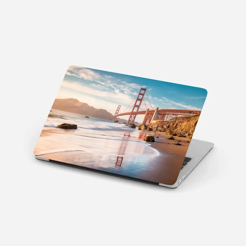 Laptop-Aufkleber San Francisco Golden Gate Bridge bei sonnenuntergang