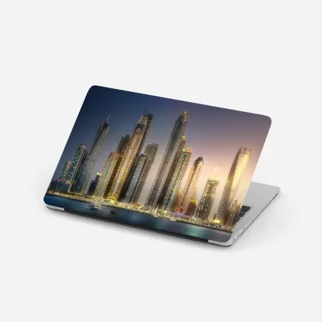 Laptop-Aufkleber goldene stadtansicht bei dämmerung – Wallnifity®