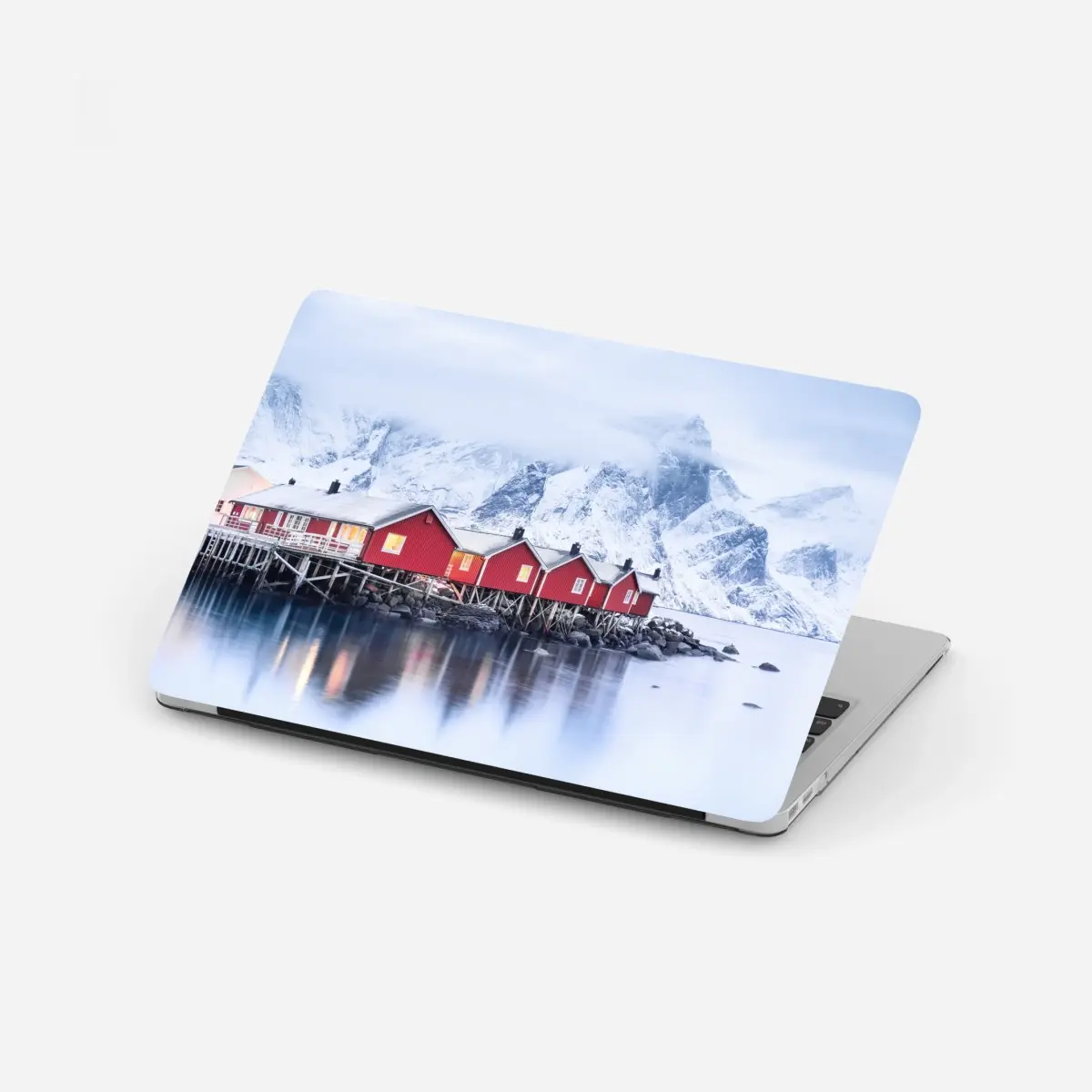 Laptop-Aufkleber sonnenaufgang über den roten hütten der Lofoten – Wallnifity® Laptop-Aufkleber sonnenaufgang über den roten hütten der Lofoten – Wallnifity®