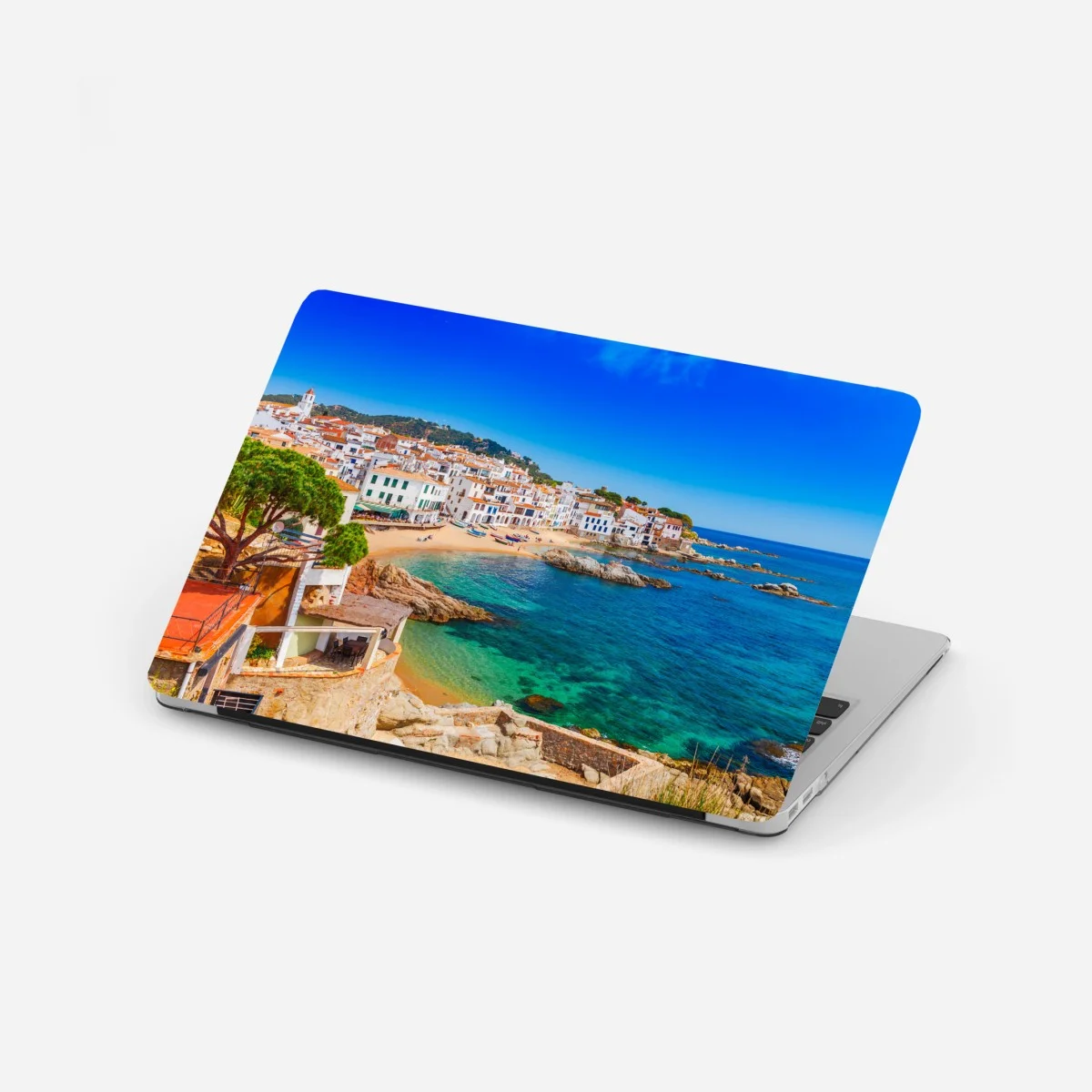 Laptop-Aufkleber sonniges mediterranes küstendorf – Wallnifity® Laptop-Aufkleber sonniges mediterranes küstendorf – Wallnifity®