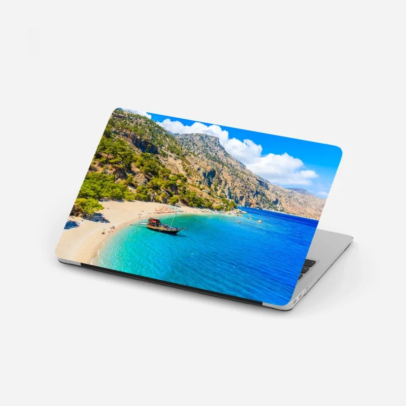 Laptop-Aufkleber segelboot am Apella strand, Karpathos