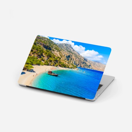 Laptop-Aufkleber segelboot am Apella strand, Karpathos – Wallnifity®
