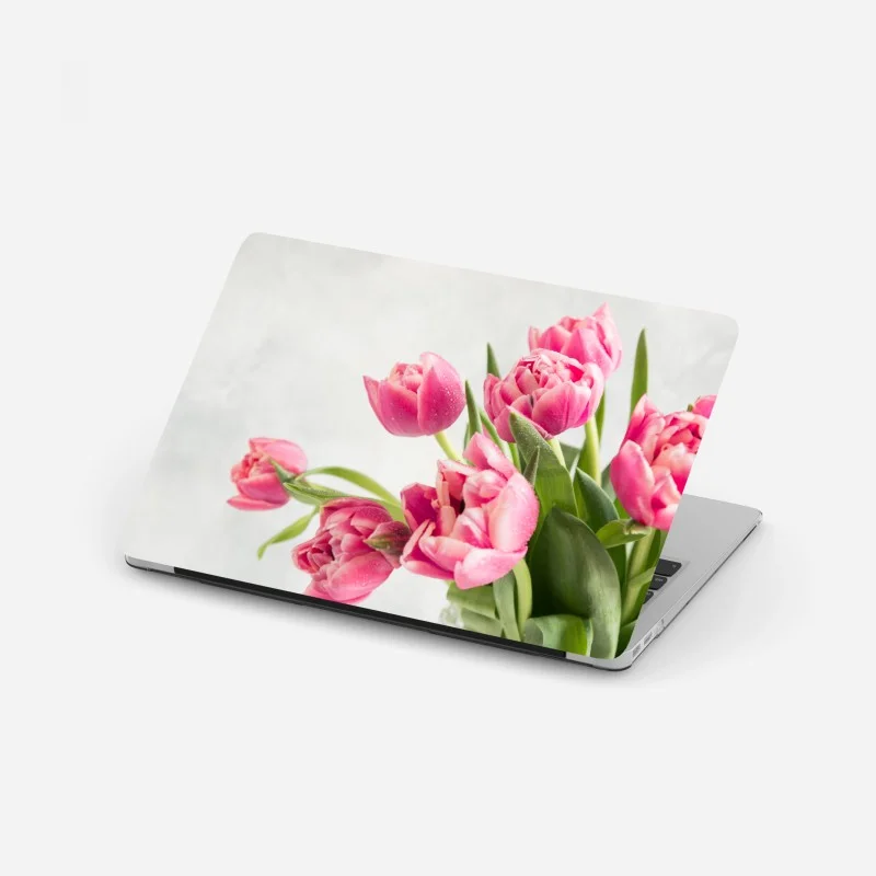 Laptop-Aufkleber eleganter strauß rosa tulpen – Wallnifity®