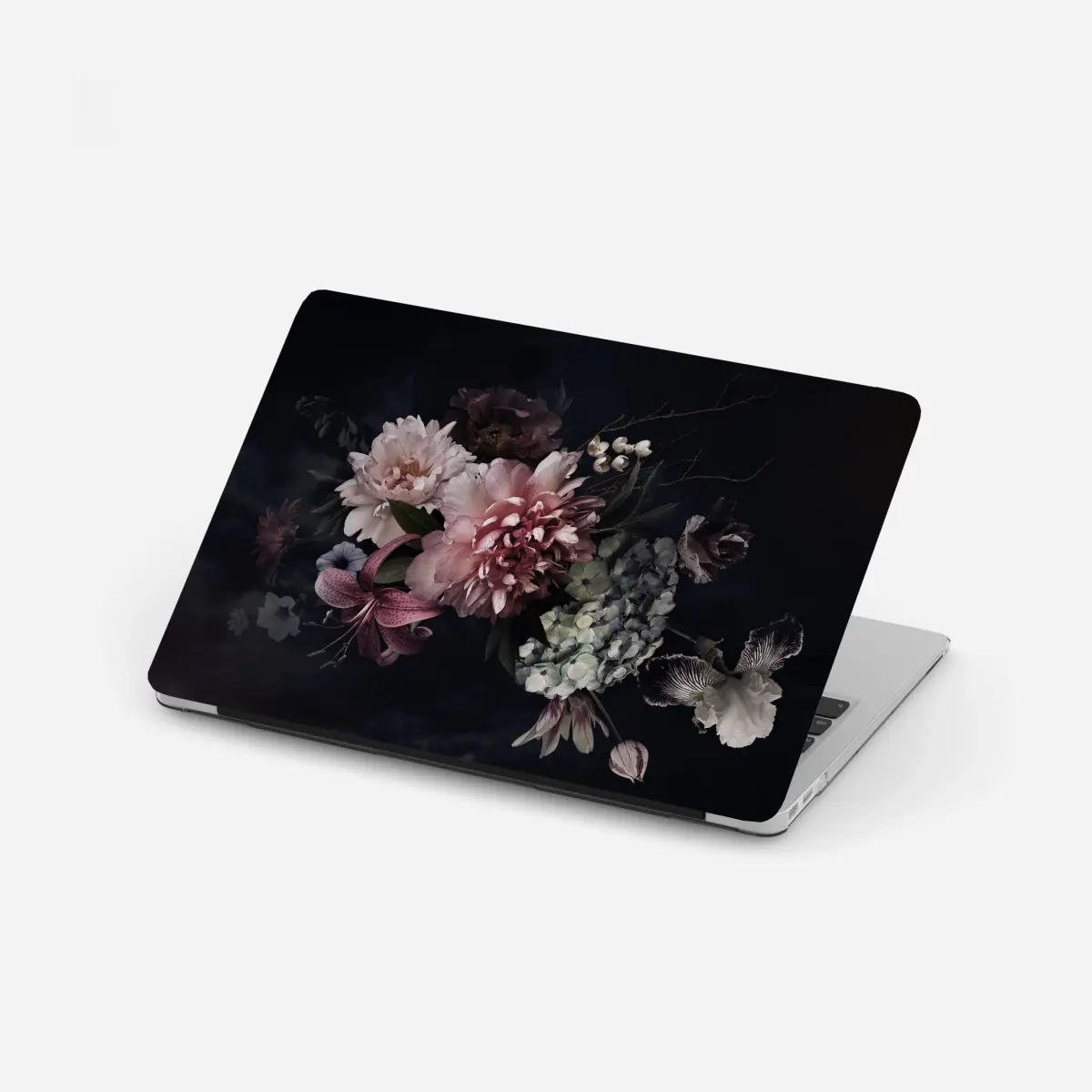 Laptop-Aufkleber düsterer pfingstrosen- und hortensienstrauß – Wallnifity®