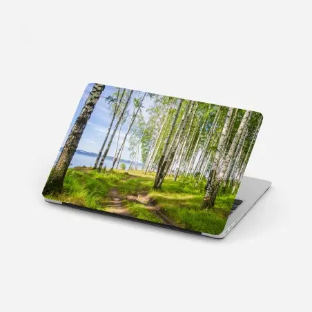 Laptop-Aufkleber sonnige birkenlichtung am wasser – Wallnifity®