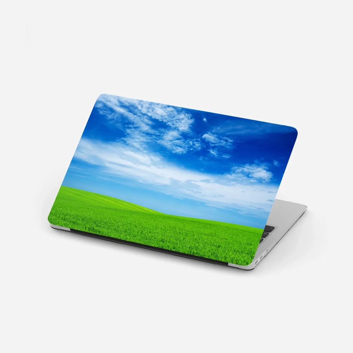 Laptop-Aufkleber grüne wiese unter blauem himmel – Wallnifity®