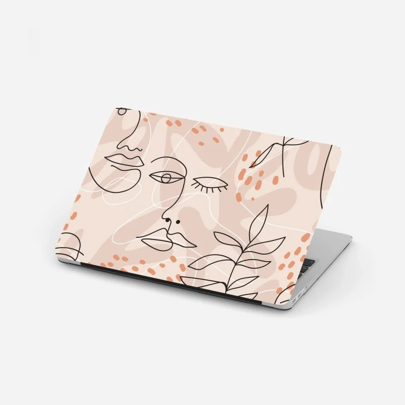 Laptop-Aufkleber pastell linienzeichnungen gesichter