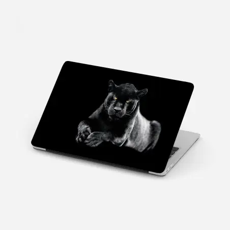 Laptop-Aufkleber porträt eines schwarzen panthers vor schwarzem hintergrund – Wallnifity®