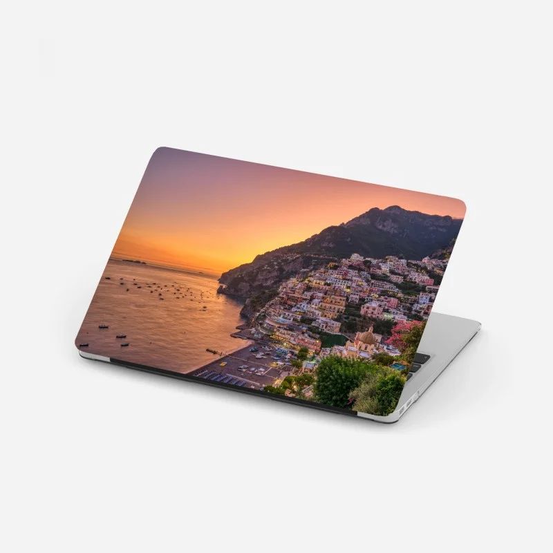 Laptop-Aufkleber sonnenuntergang über Positano, Amalfiküste – Wallnifity®