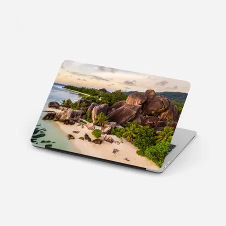 Laptop-Aufkleber Anse d'Argent tropischer granitstrand – Wallnifity®