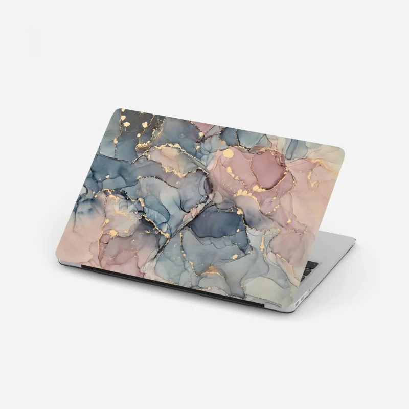 Laptop-Aufkleber zarte pastell-flüssigmarmor mit goldadern