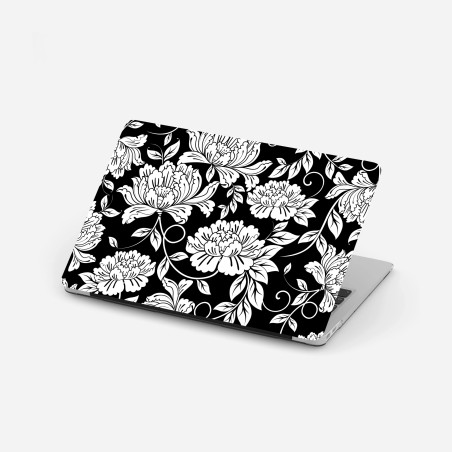 Laptop-Aufkleber monochromes blumenmuster – Wallnifity®