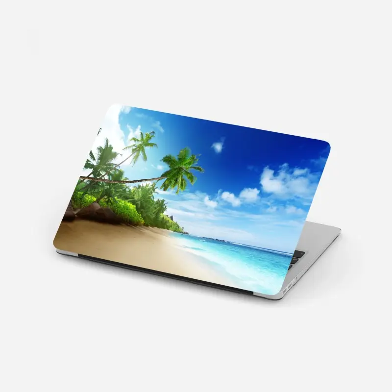 Laptop-Aufkleber sonnenuntergang am strand von Mahe, Seychellen