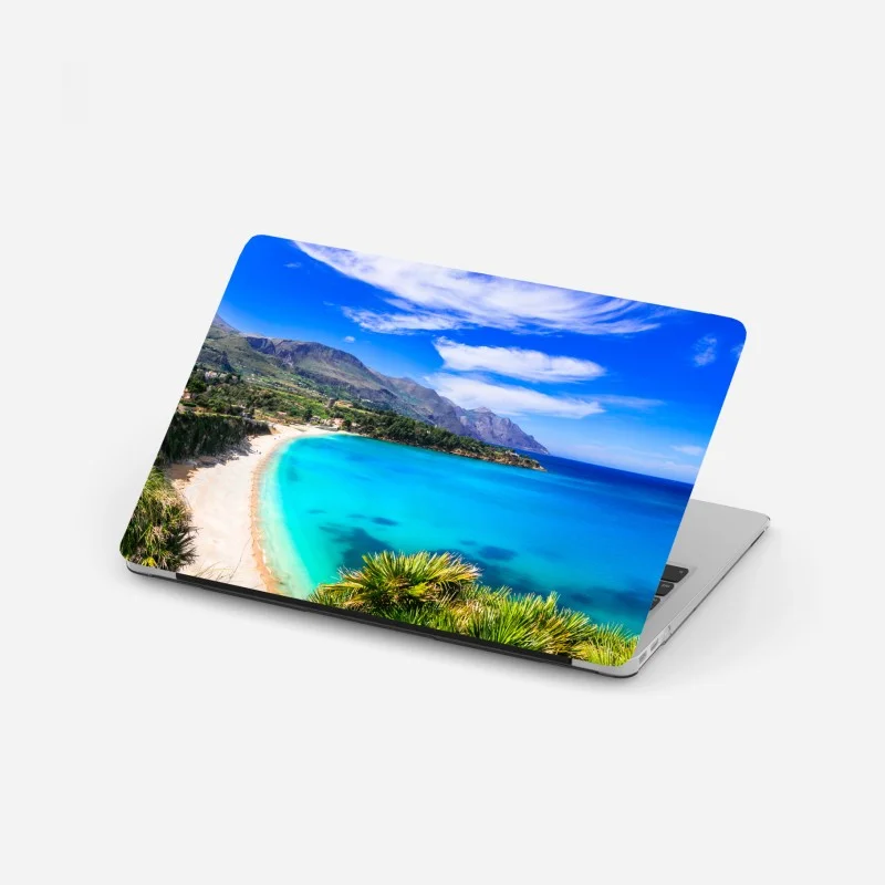Laptop-Aufkleber türkisstrand küstenlandschaft – Wallnifity®