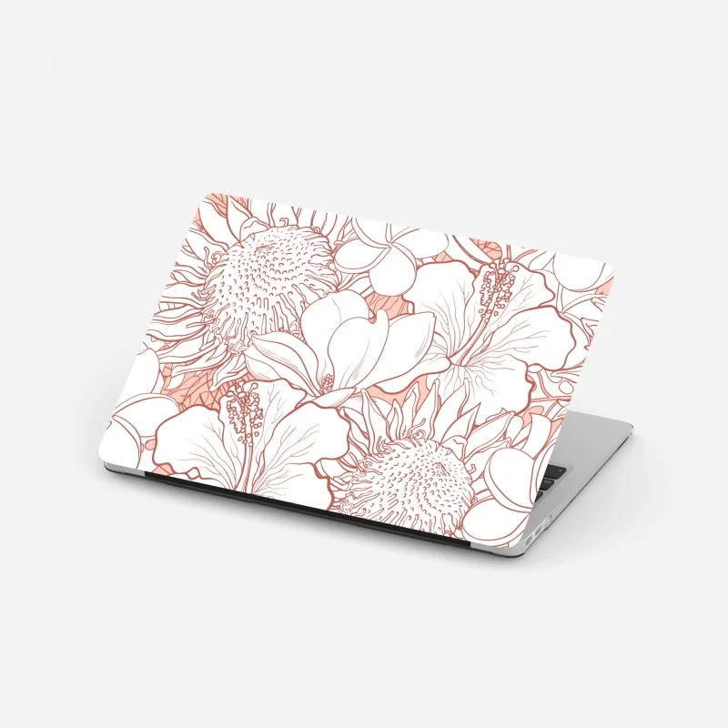 Laptop-Aufkleber zartes korallenfarbenes blumenmuster