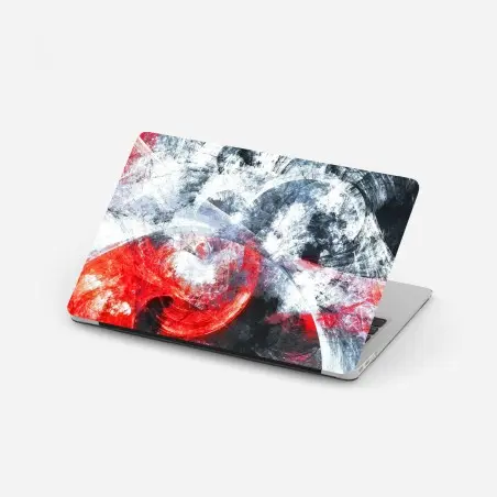 Laptop-Aufkleber dynamische rote und weiße abstrakte komposition – Wallnifity®
