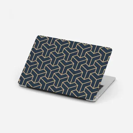 Laptop-Aufkleber marineblaues geometrisches würfelmuster – Wallnifity®