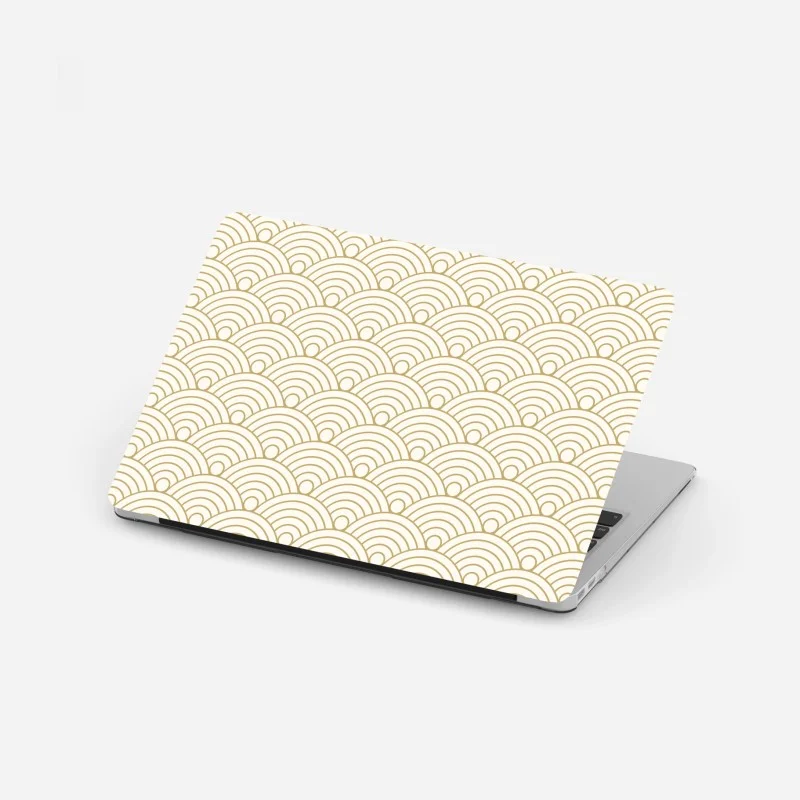 Laptop-Aufkleber goldenes seigaiha wellenmuster