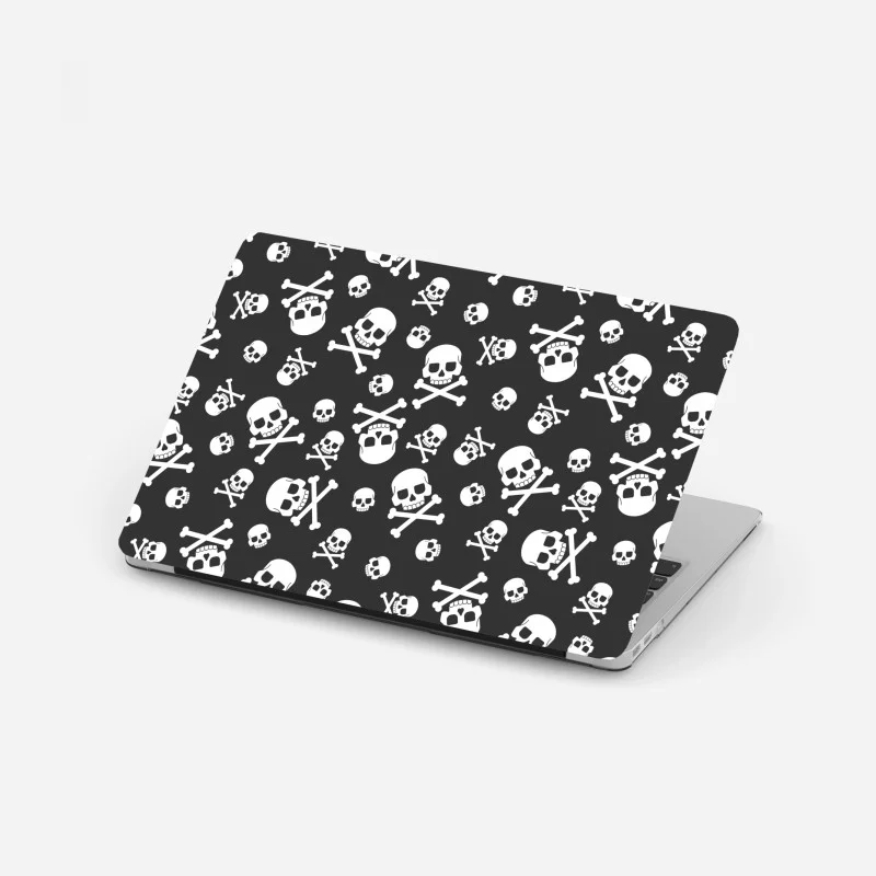 Laptop-Aufkleber weißes totenkopf muster auf grauem hintergrund