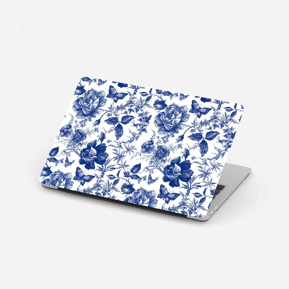 Laptop-Aufkleber blaues blumen toile-muster – Wallnifity® Laptop-Aufkleber blaues blumen toile-muster – Wallnifity®
