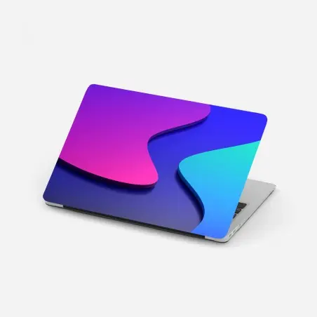 Laptop-Aufkleber leuchtende lila-blaue abstrakte 3d-formen – Wallnifity®