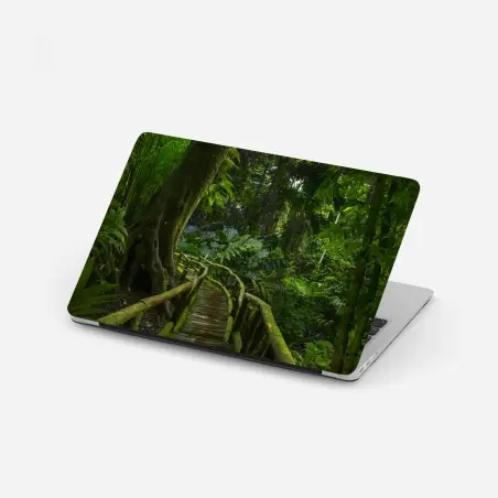 Laptop-Aufkleber ruhiger dschungelsteg durch üppigen regenwald – Wallnifity®