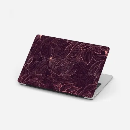 Laptop-Aufkleber elegantes rosa linienblumenmuster – Wallnifity®