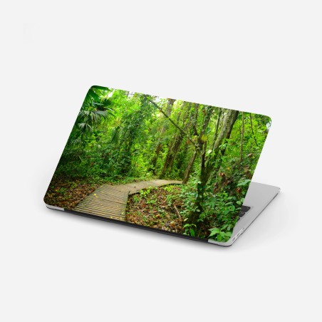 Laptop-Aufkleber tropischer steg im üppigen wald – Wallnifity®