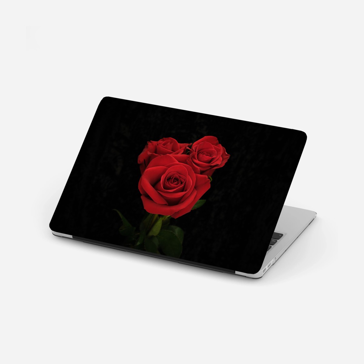 Laptop-Aufkleber rote rosen vor schwarzem hintergrund – Wallnifity®