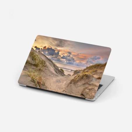 Laptop-Aufkleber sonnenuntergang über den dünen – Wallnifity®