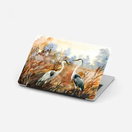 Laptop-Aufkleber zwei reiher im herbstlichen sumpf – Wallnifity®