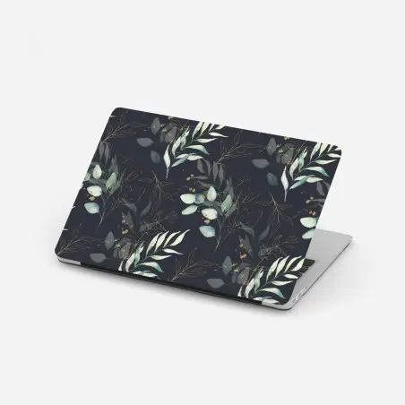 Laptop-Aufkleber aquarell eukalyptusblätter auf dunklem hintergrund – Wallnifity®