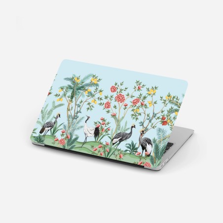 Laptop-Aufkleber eleganter kranichgarten mit blüten – Wallnifity®