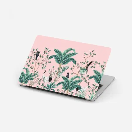 Laptop-Aufkleber pastell tropisches botanisches muster mit kranichen – Wallnifity®