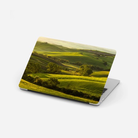 Laptop-Aufkleber sonnenbeschienene grüne hügel – Wallnifity®