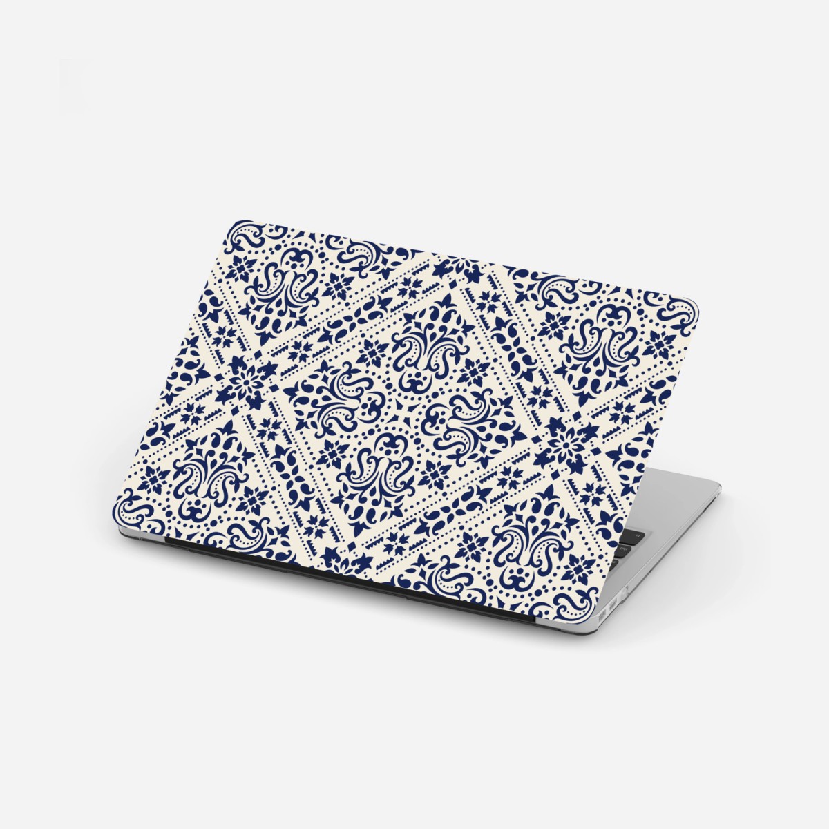 Laptop-Aufkleber marineblaues damast-fliesenmuster – Wallnifity®