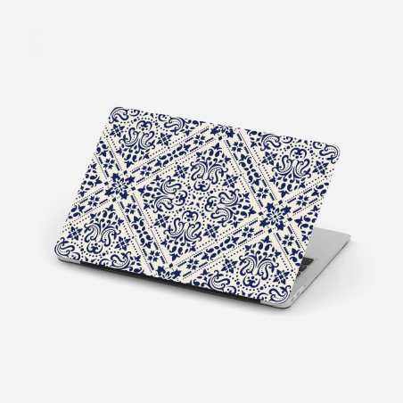 Laptop-Aufkleber marineblaues damast-fliesenmuster – Wallnifity®
