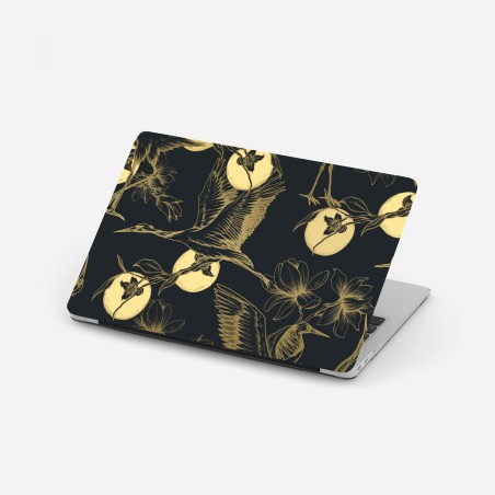 Laptop-Aufkleber goldene kraniche und mondmuster – Wallnifity®