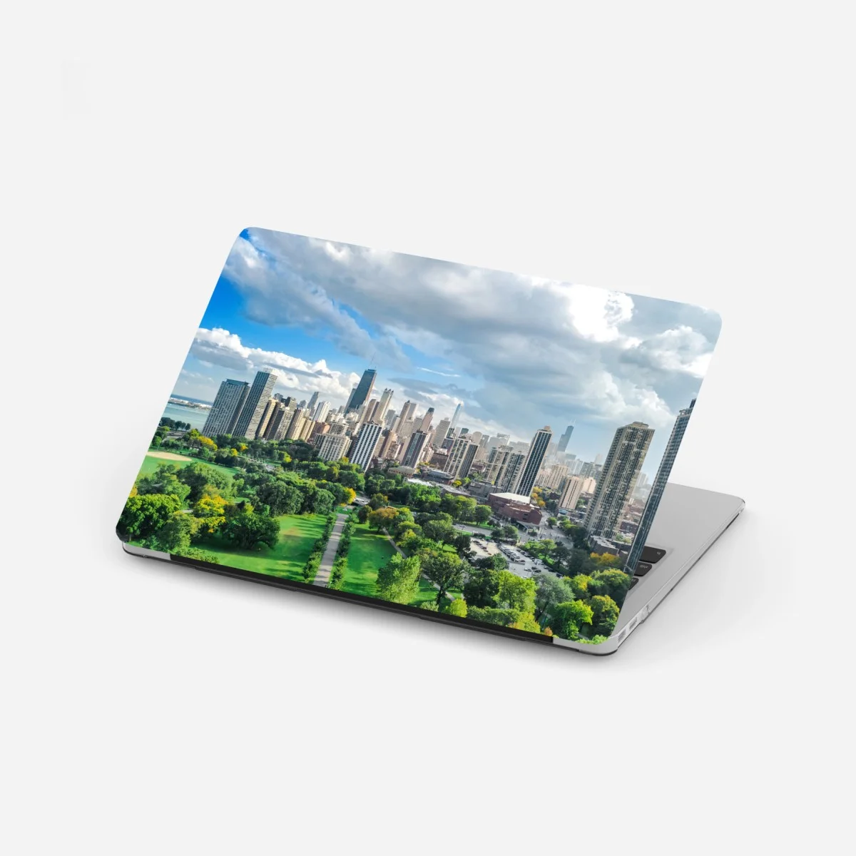 Laptop-Aufkleber stadtpanorama über grünem park – Wallnifity® Laptop-Aufkleber stadtpanorama über grünem park – Wallnifity®