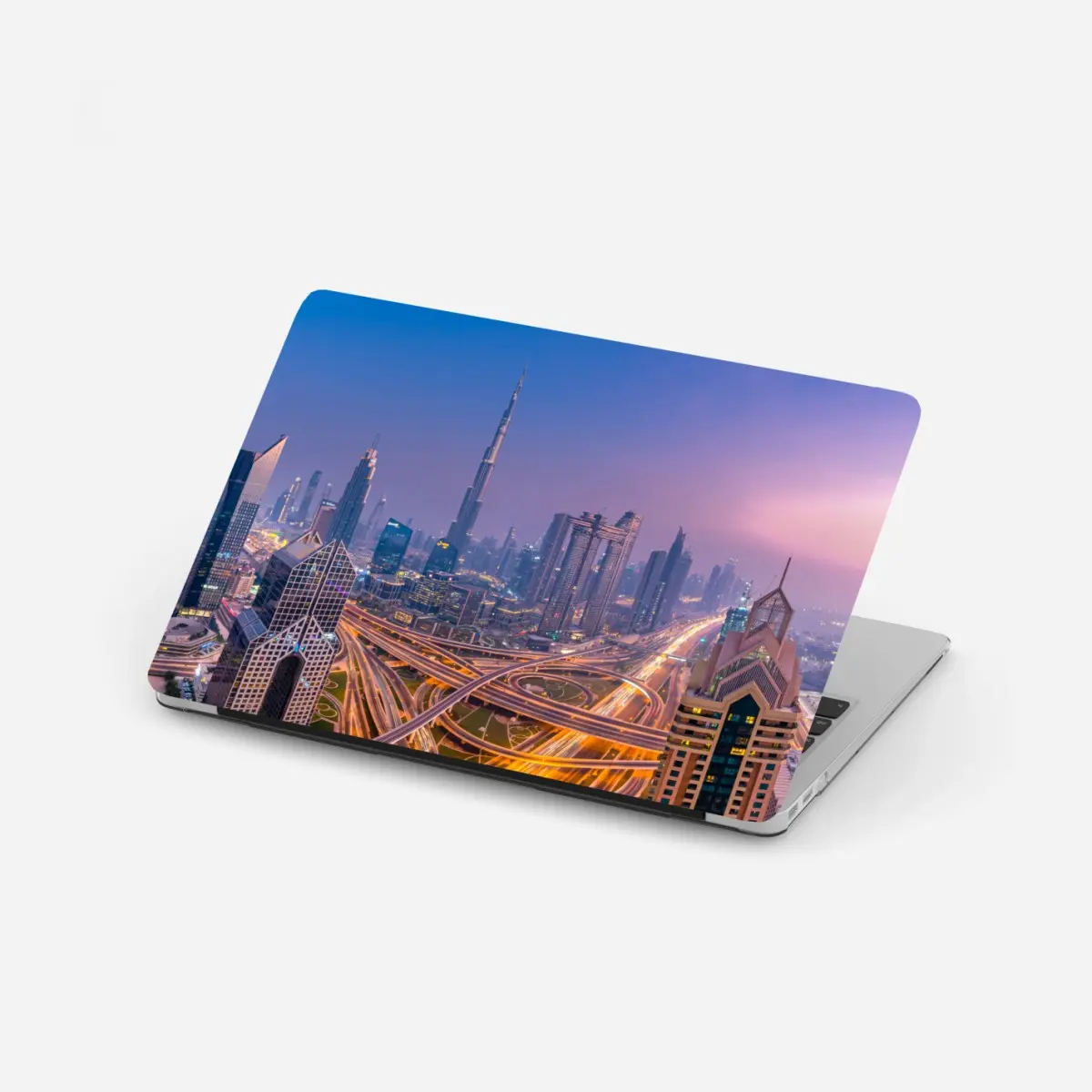 Laptop-Aufkleber panoramablick auf Dubai bei dämmerung – Wallnifity®