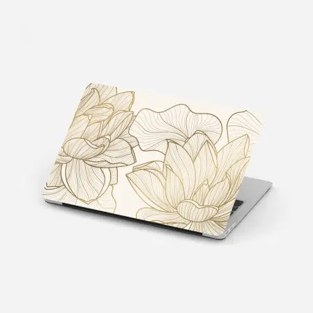 Laptop-Aufkleber elegante goldene linien blumenillustration – Wallnifity®