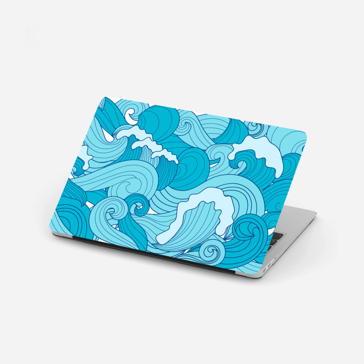 Laptop-Aufkleber blaue ozeanwellen illustration – Wallnifity®