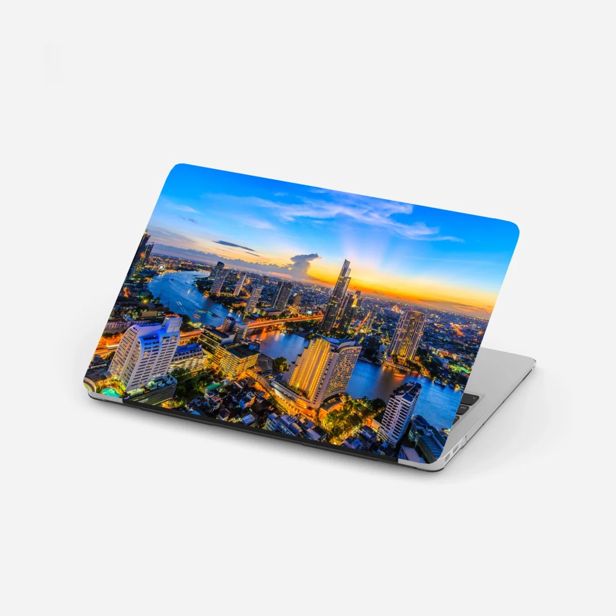 Laptop-Aufkleber lebendige stadtskyline bei dämmerung – Wallnifity® Laptop-Aufkleber lebendige stadtskyline bei dämmerung – Wallnifity®