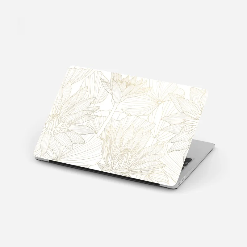 Laptop-Aufkleber zarte goldene blütenlinien