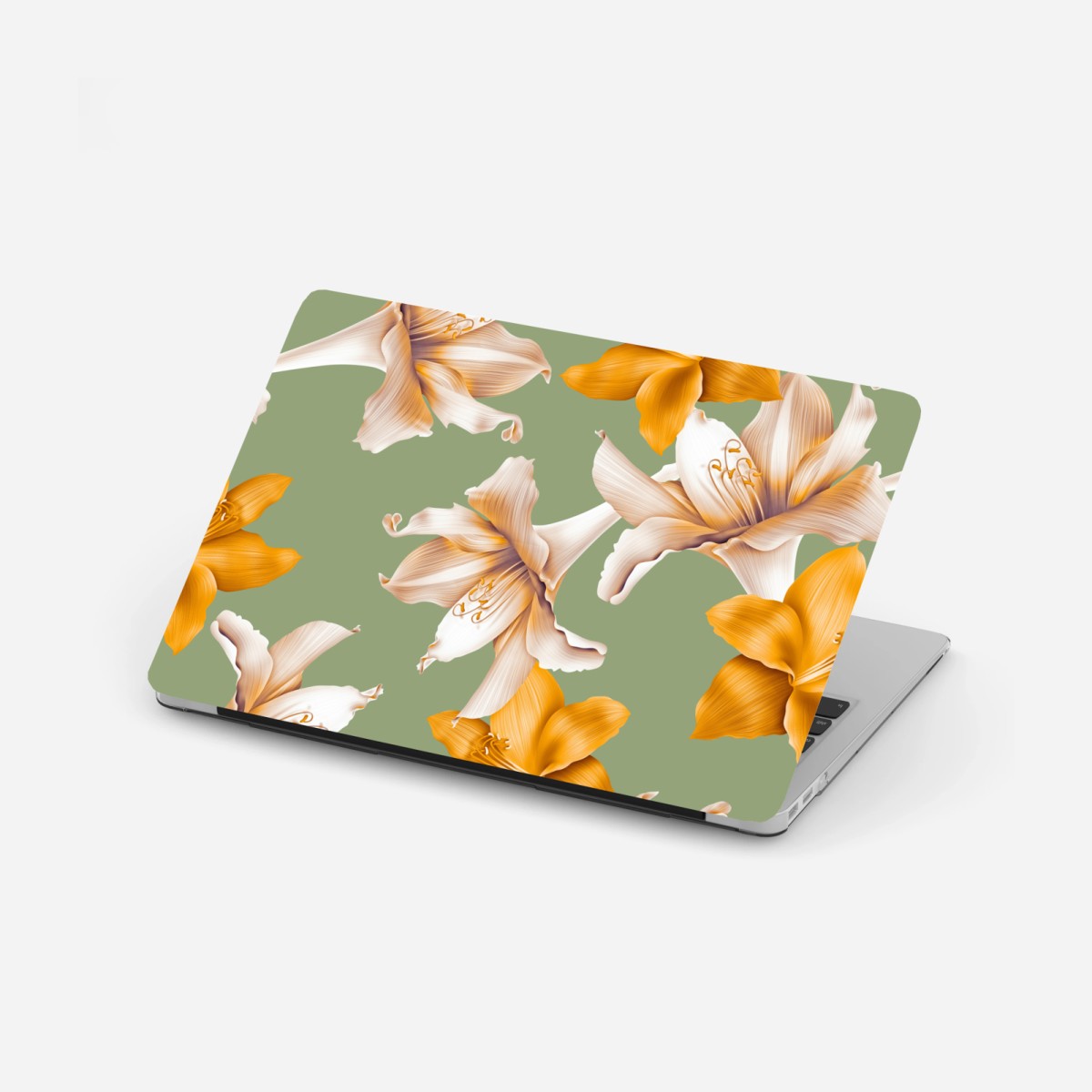 Laptop-Aufkleber goldene lilien botanisches muster – Wallnifity®